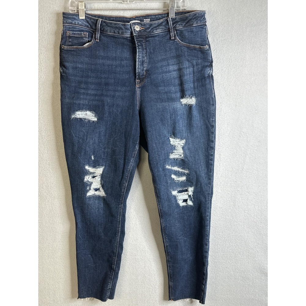 Old Navy Rockstar Super Skinny High Rise Distressed Jeans Dark Wash Size 16